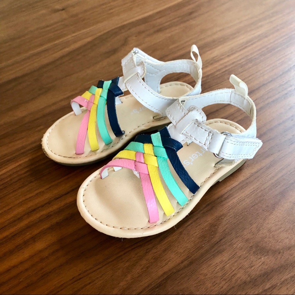 🐰 Pastel Rainbow Strappy Sandals sz 5 Spring 🐣